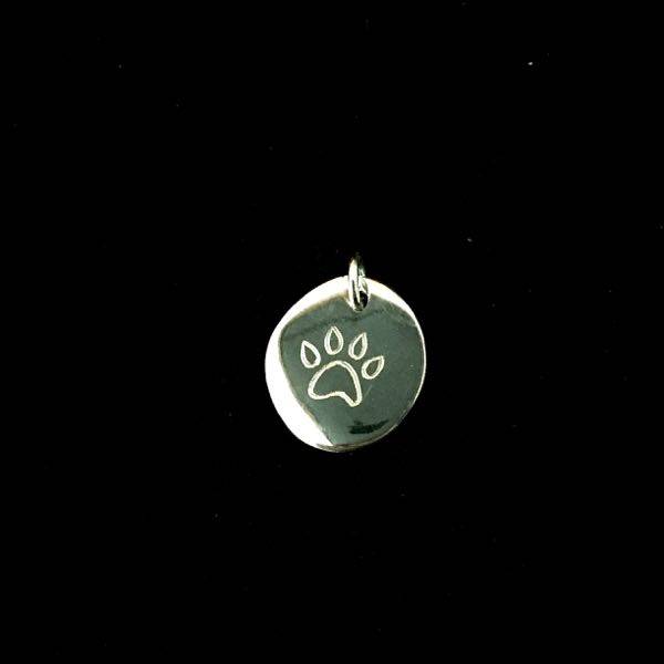 Silver Charm Disc with Dog Paw