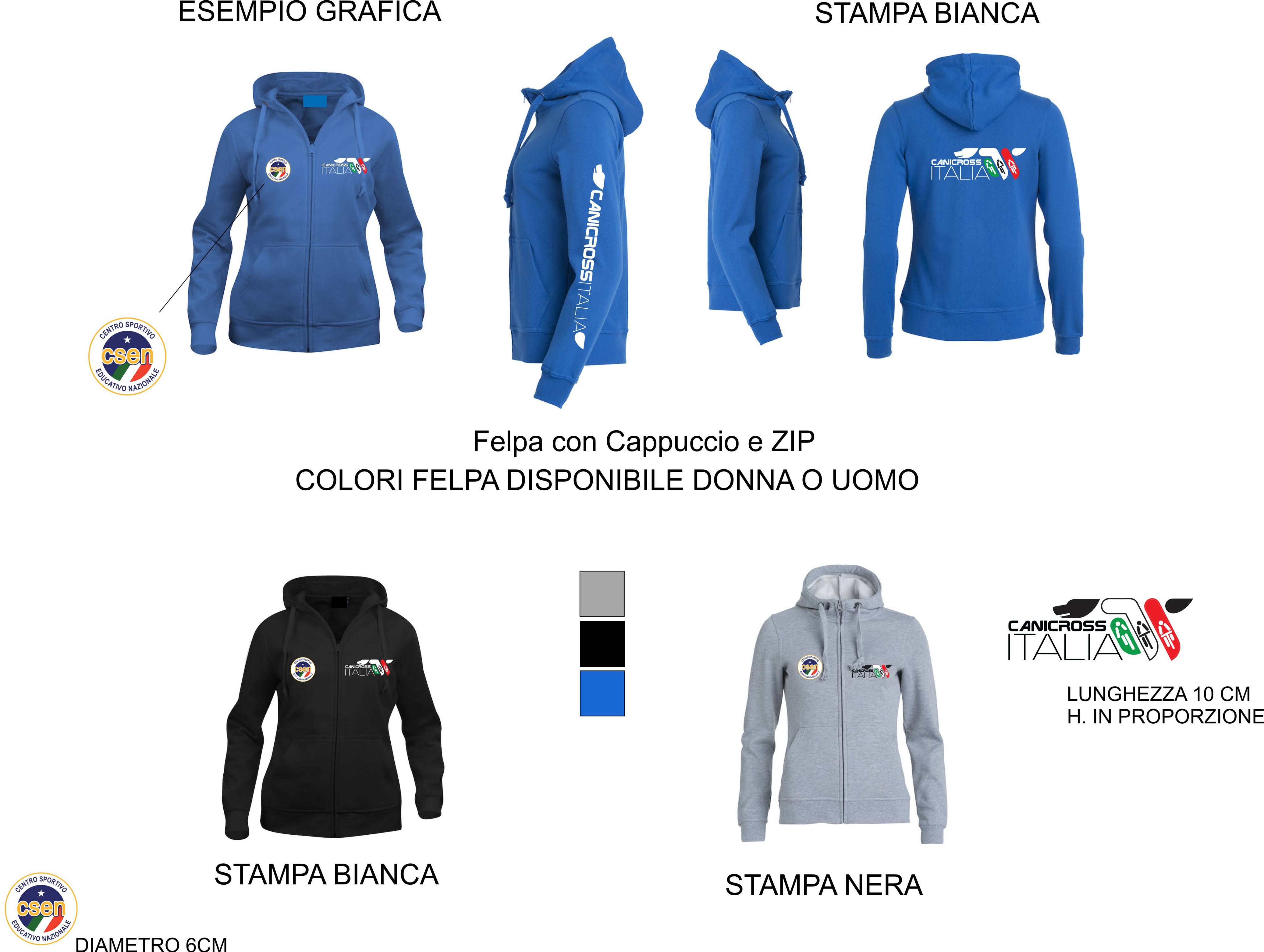 FELPA UOMO CON ZIP CANICROSS