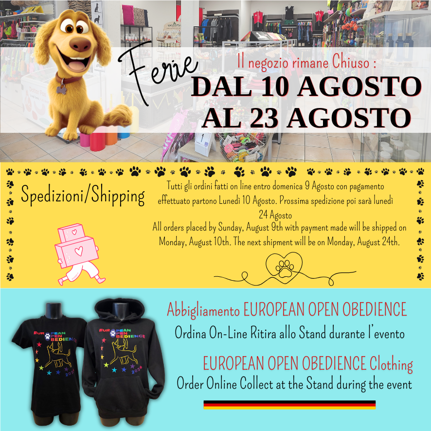 FERIE - SPEDIZIONI - NUOVI ARRIVI