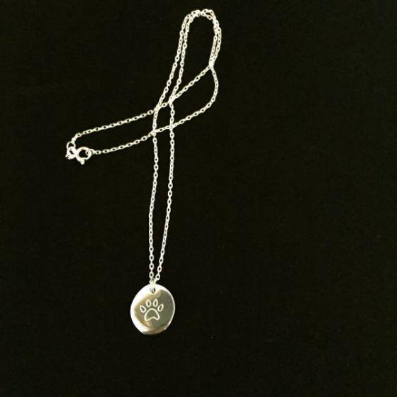 Silver Charm Disc with Dog Paw