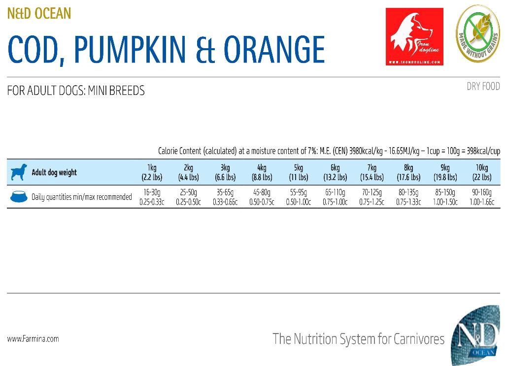 N&D PUMPKIN OCEAN MERLUZZO E ARANCIA ADULTO