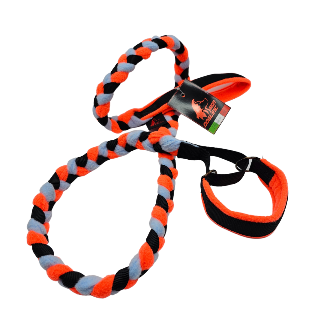 GUINZAGLIO TRECCIA PILE CON COLLARE