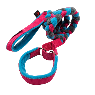 GUINZAGLIO TRECCIA PILE CON COLLARE