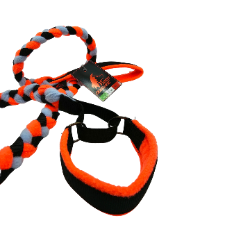 GUINZAGLIO TRECCIA PILE CON COLLARE