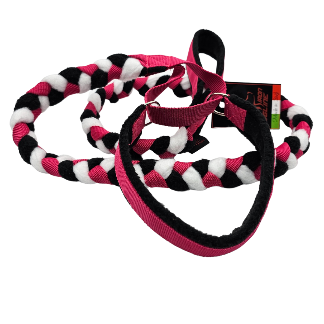 GUINZAGLIO TRECCIA PILE CON COLLARE