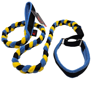 GUINZAGLIO TRECCIA PILE CON COLLARE