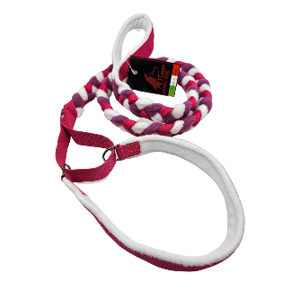 GUINZAGLIO TRECCIA PILE CON COLLARE